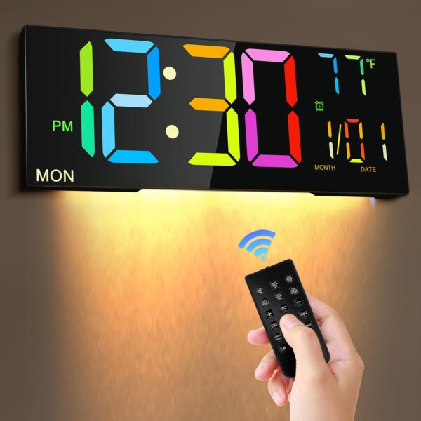Shinkuro 16.2-Inch Multi-Color Digital Wall Clock – Stylish, Functional, and Versatile