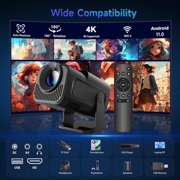 Alwtniet HY320 Mini Projector: 4K-Ready Entertainment with Exceptional Clarity